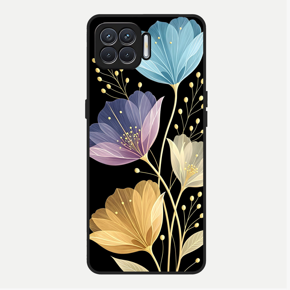  Flower Bloom Glow Glass Case For Oppo F17 back cover – full design glossy printed glass finish