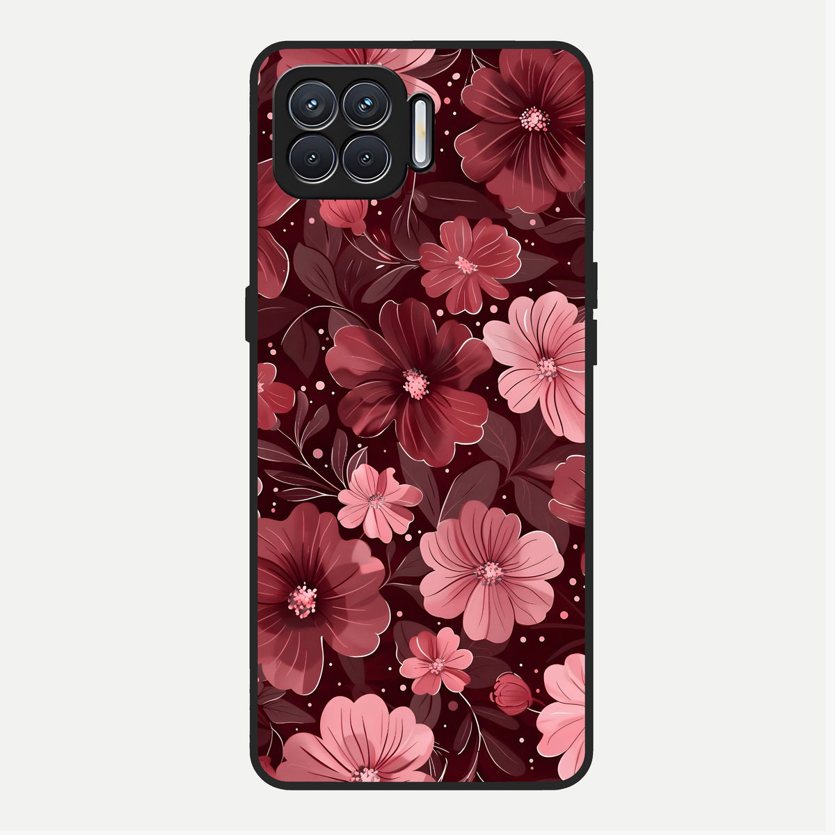  Flower Blush Bloom Glass Case For Oppo F17 back cover – full design glossy printed glass finish