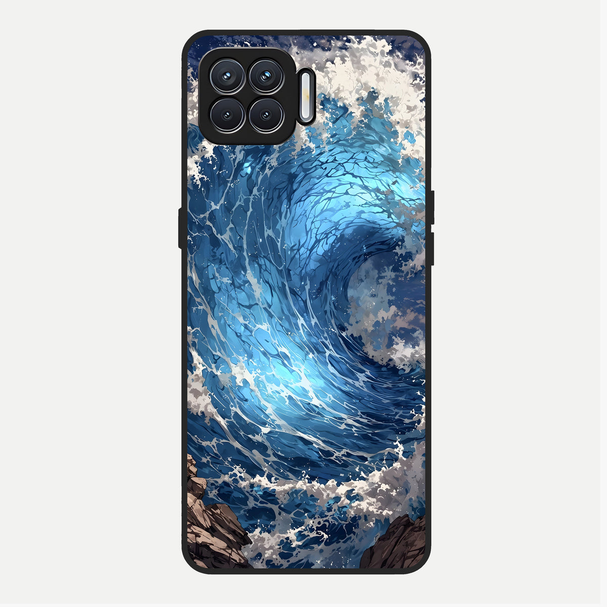  Giant Ocean Wave Glass Case For Oppo F17 back cover – full design glossy printed glass finish