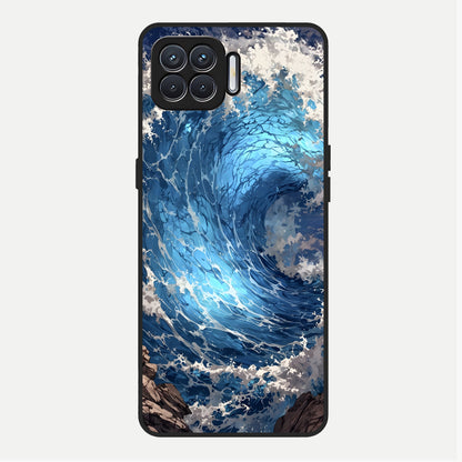  Giant Ocean Wave Glass Case For Oppo F17 back cover – full design glossy printed glass finish