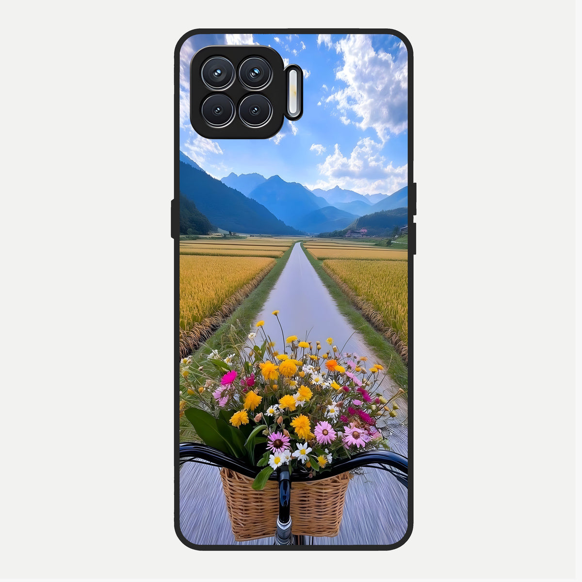  Golden Field Journey Glass Case For Oppo F17 back cover – full design glossy printed glass finish