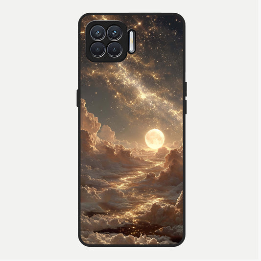  Golden Sky Dream Glass Case For Oppo F17 back cover – full design glossy printed glass finish