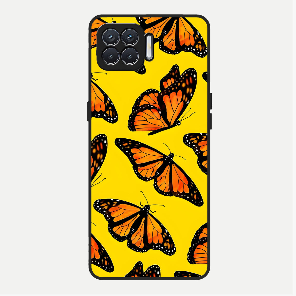  Golden Wing Flight Glass Case For Oppo F17 back cover – full design glossy printed glass finish