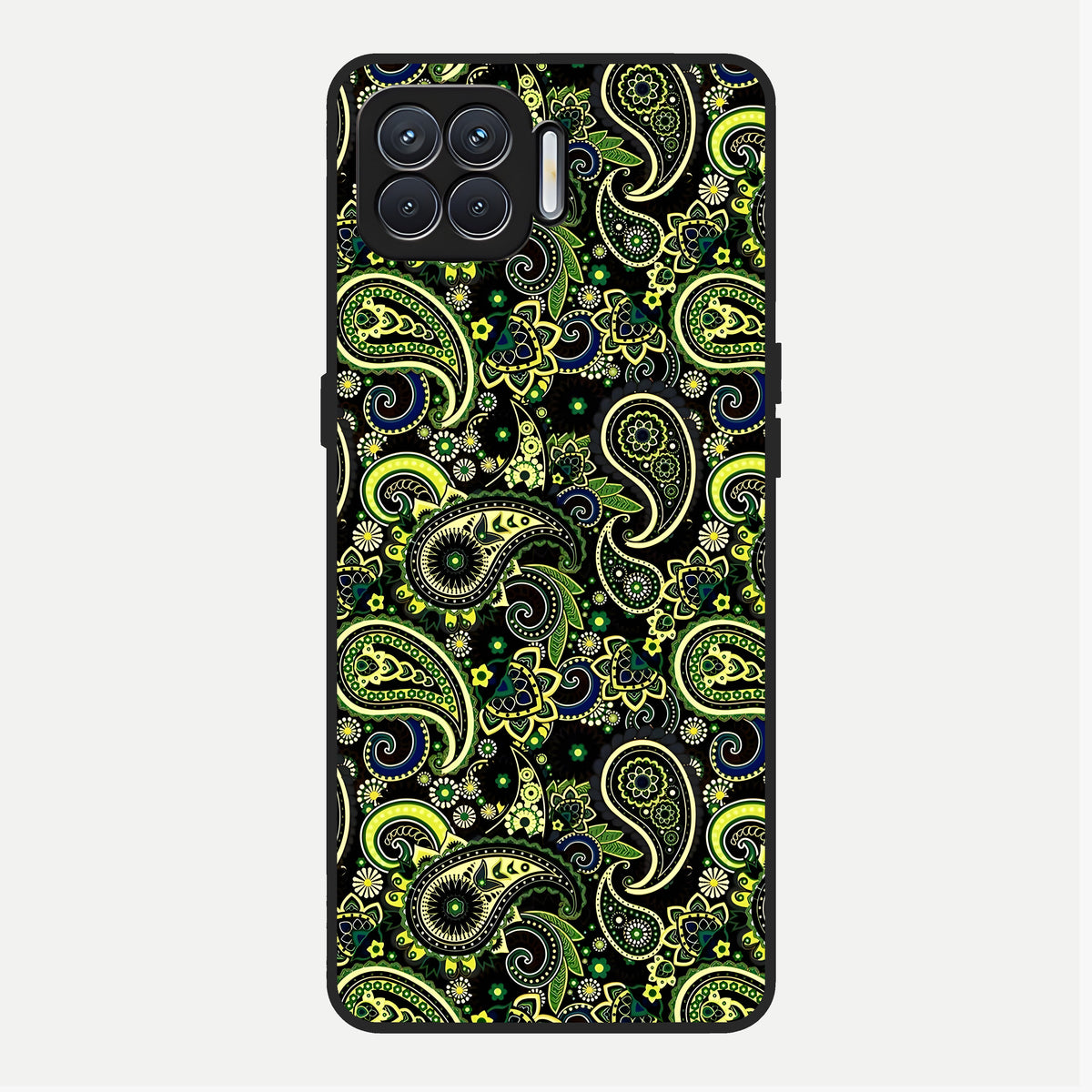  Green Lemon Glass Case For Oppo F17 back cover – full design glossy printed glass finish