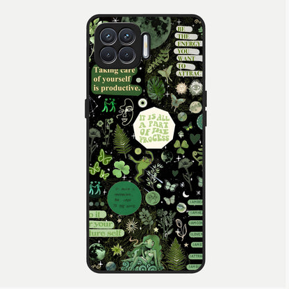 Green Mandala Pattern Glass Case For Oppo F17 back cover – full design glossy printed glass finish