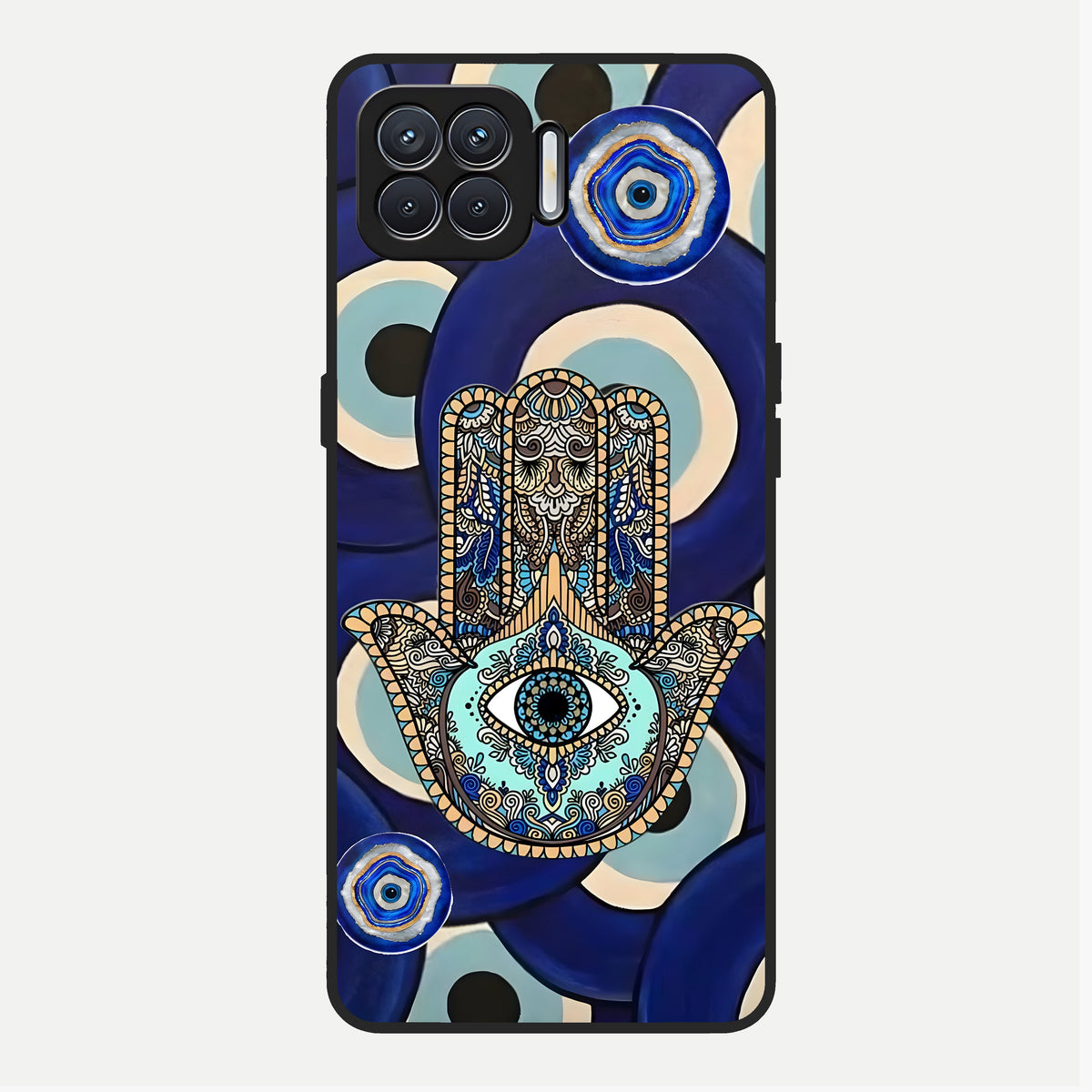  Hamsa Divine Guard Glass Case For Oppo F17 back cover – full design glossy printed glass finish