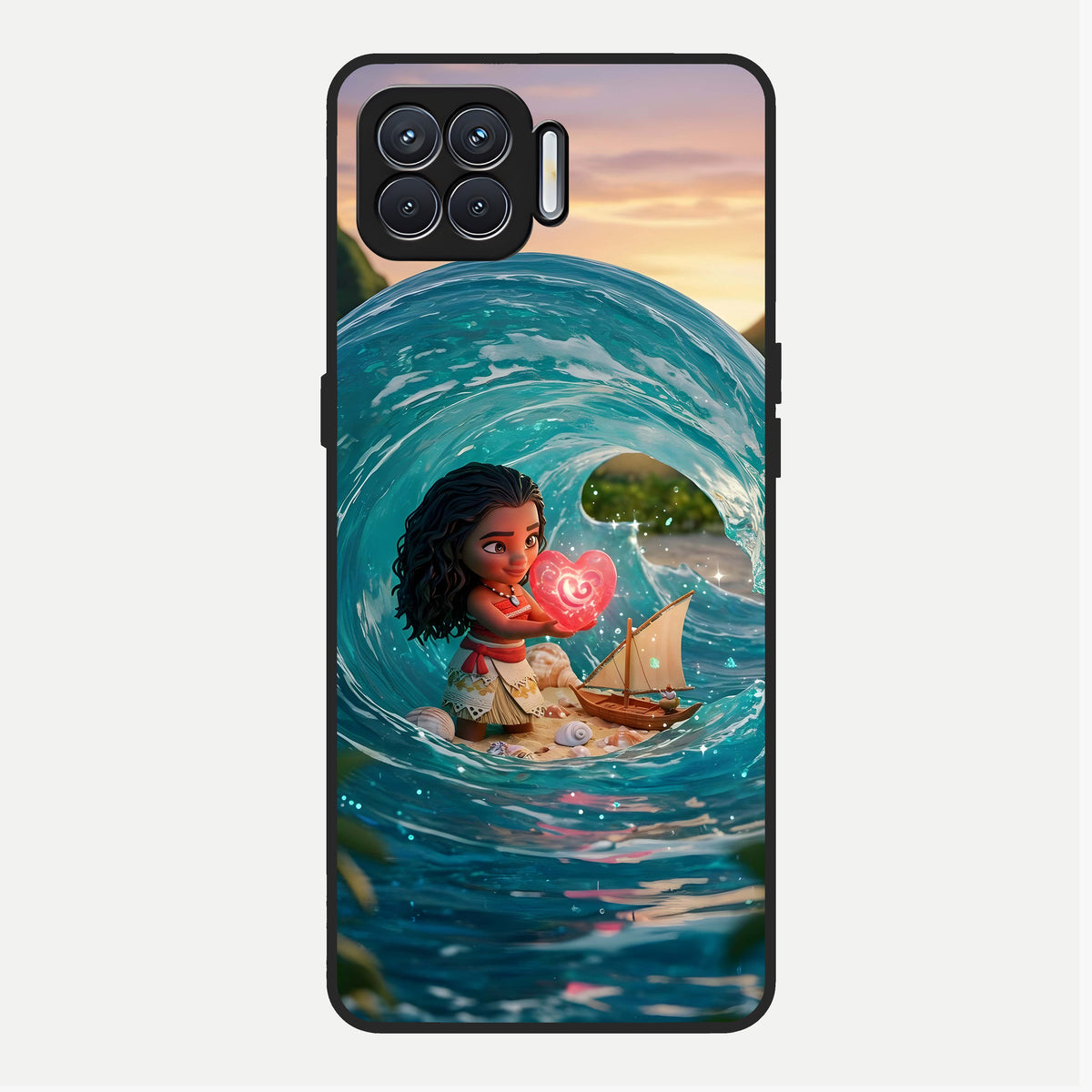  Heart of Ocean Glass Case For Oppo F17 back cover – full design glossy printed glass finish