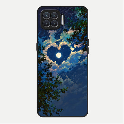  Heart With Moon Sky Glass Case For Oppo F17 back cover – full design glossy printed glass finish