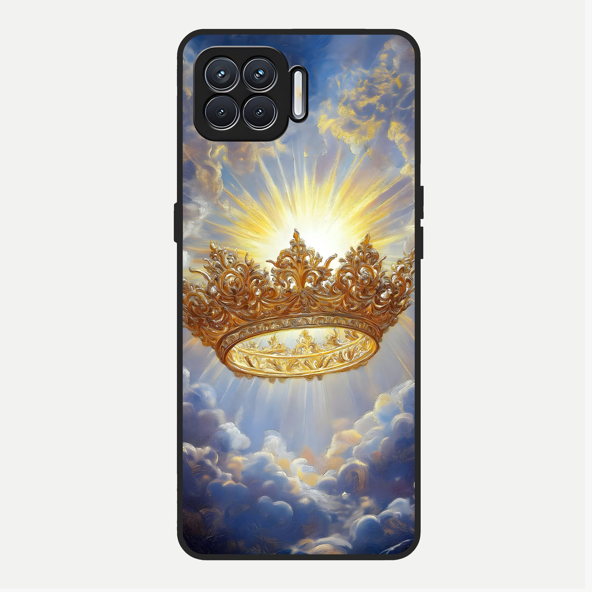  Heavenly Crown Light Glass Case For Oppo F17 back cover – full design glossy printed glass finish