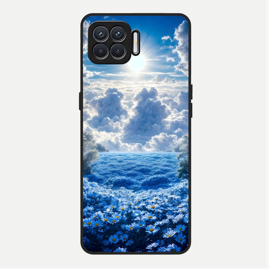  Heavenly Daisy Horizon Glass Case For Oppo F17 back cover – full design glossy printed glass finish