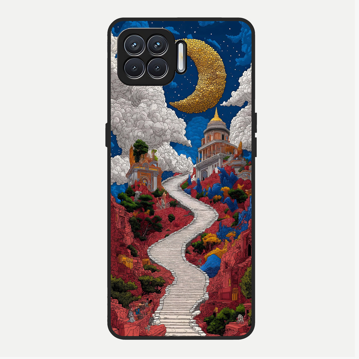  Heavenly Moon Path Glass Case For Oppo F17 back cover – full design glossy printed glass finish