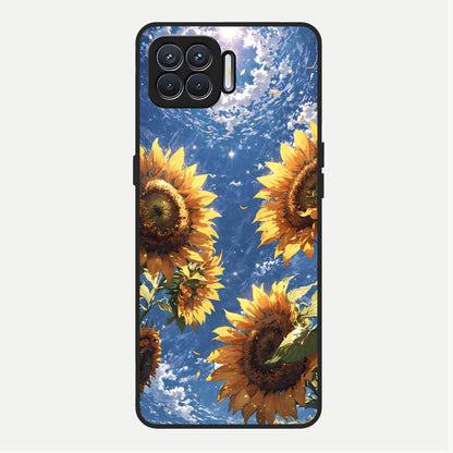  Heavenly Sunflower Rise Glass Case For Oppo F17 back cover – full design glossy printed glass finish