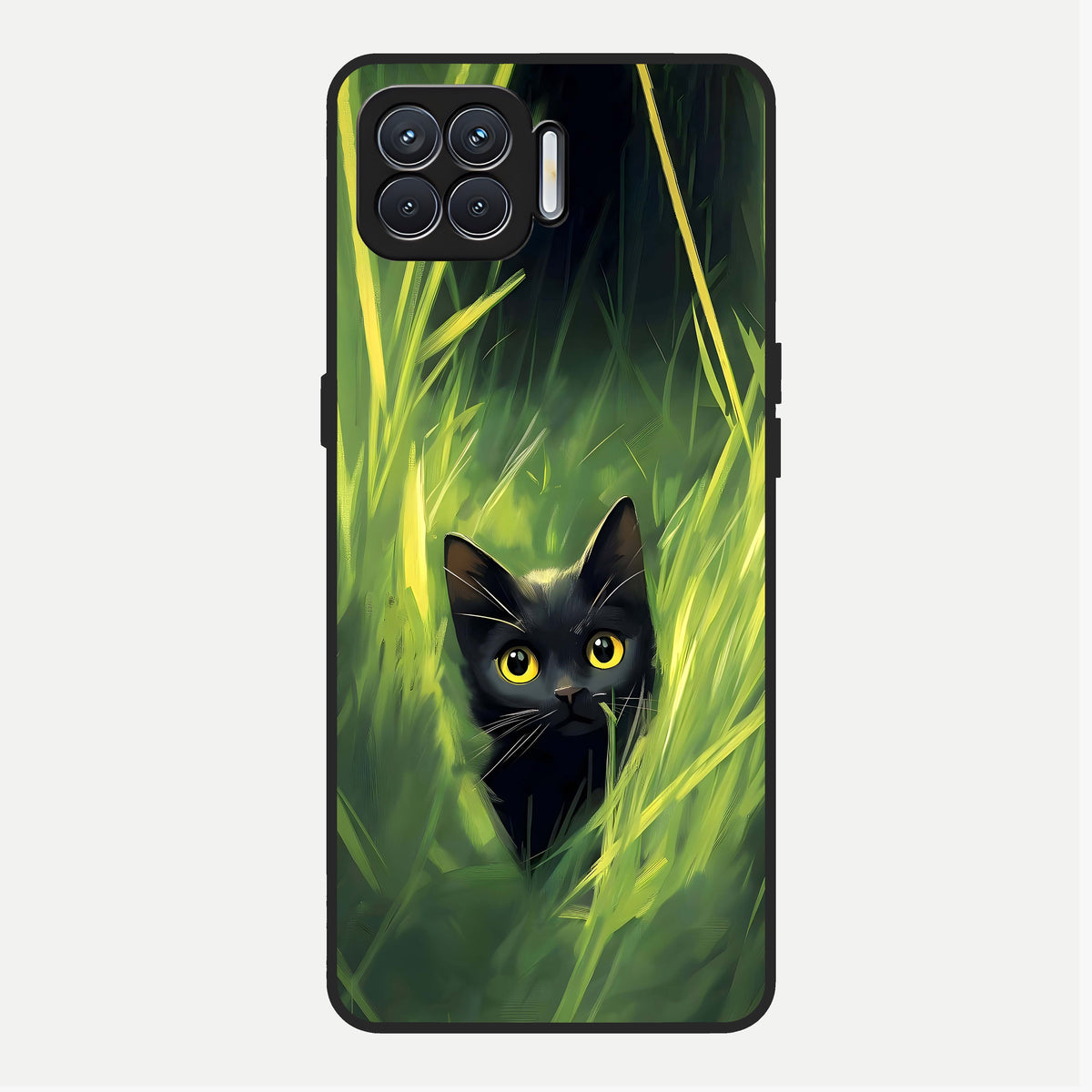  Hidden Cat Whisper Glass Case For Oppo F17 back cover – full design glossy printed glass finish