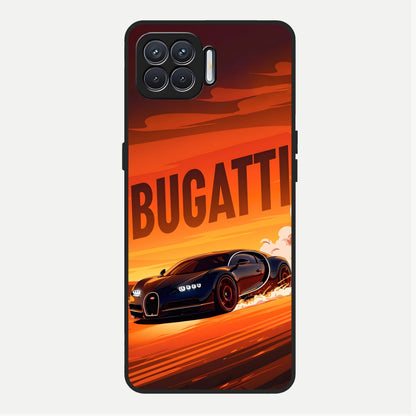  Inferno Bugatti Storm Glass Case For Oppo F17 back cover – full design glossy printed glass finish