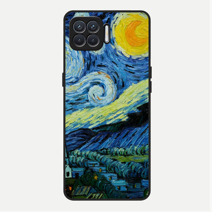  Inspired Van Gogh Art Glass Case For Oppo F17 back cover – full design glossy printed glass finish