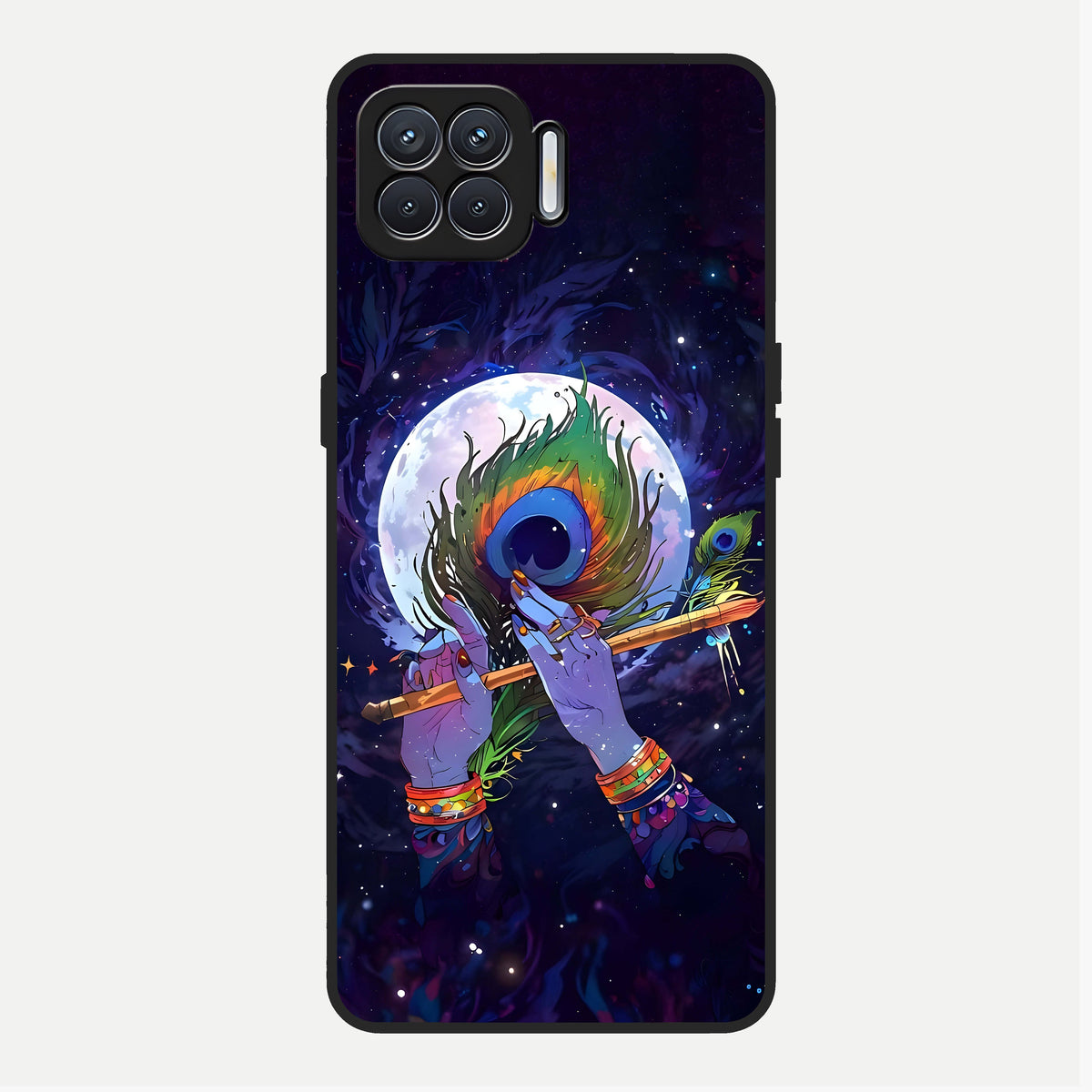  Krishna Hands Art Glass Case For Oppo F17 back cover – full design glossy printed glass finish