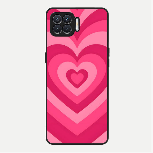  Layered Love Hearts Glass Case For Oppo F17 back cover – full design glossy printed glass finish