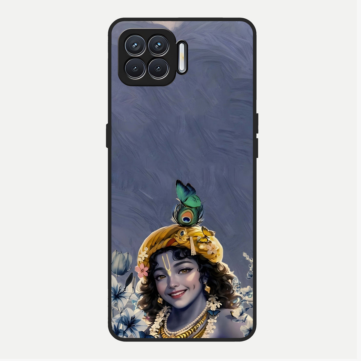  Lord Krishna Glass Case For Oppo F17 back cover – full design glossy printed glass finish