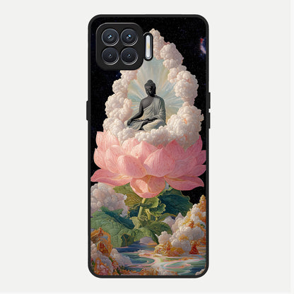  Lotus Divine Peace Glass Case For Oppo F17 back cover – full design glossy printed glass finish