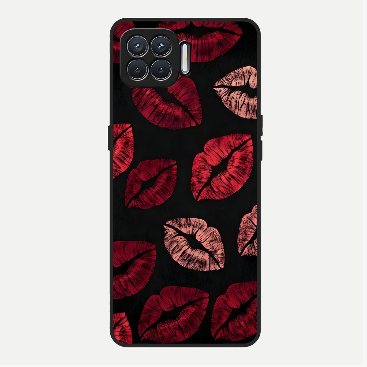  Midnight Kiss Love Glass Case For Oppo F17 back cover – full design glossy printed glass finish