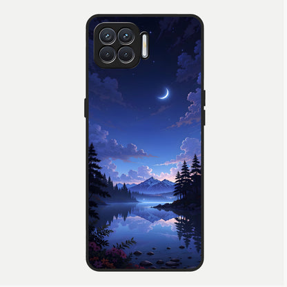  Midnight Lake Peace Glass Case For Oppo F17 back cover – full design glossy printed glass finish