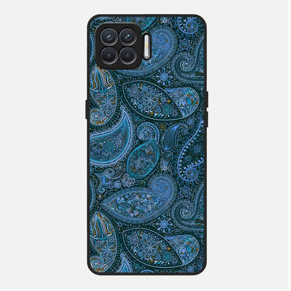  Midnight Paisley Glow Glass Case For Oppo F17 back cover – full design glossy printed glass finish