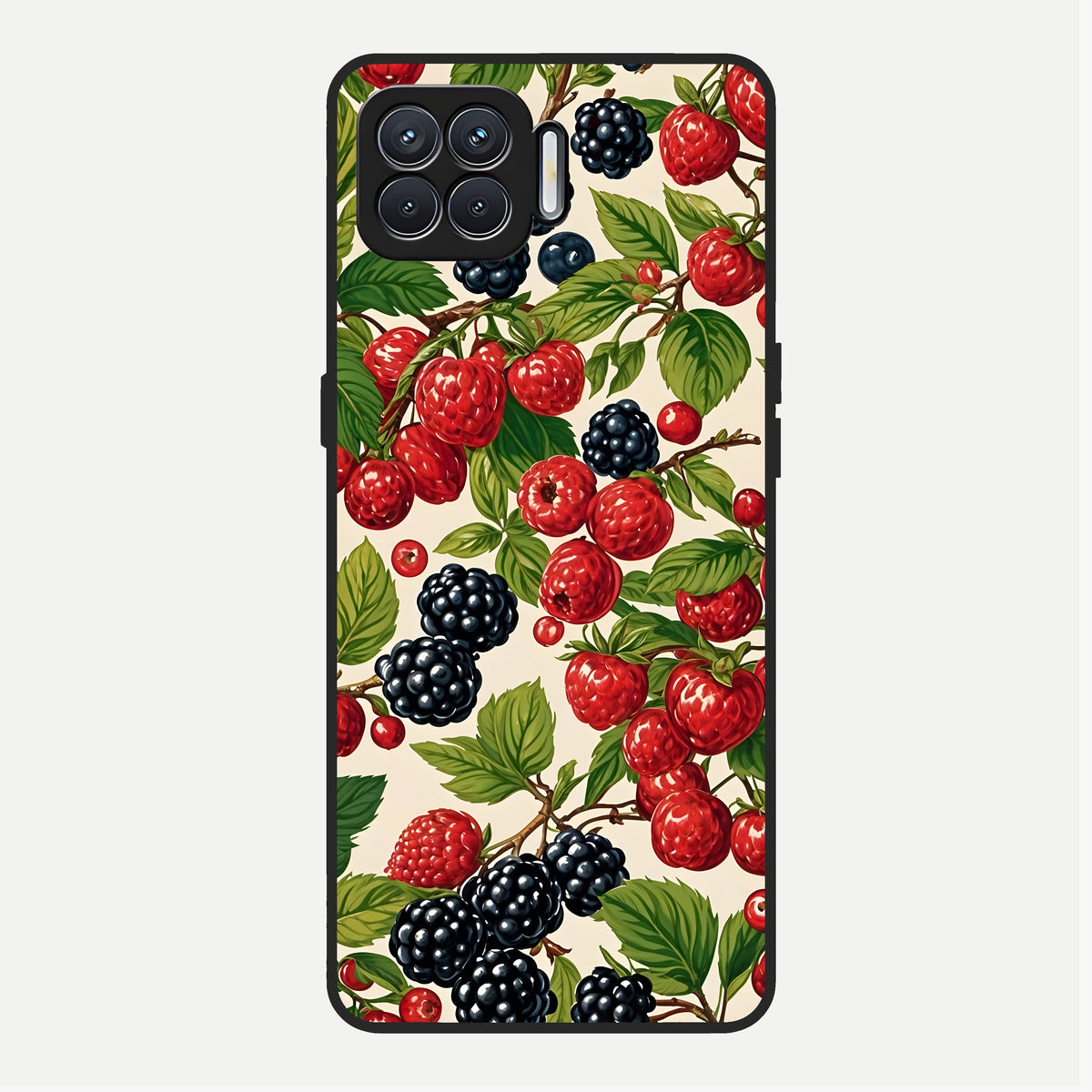  Mixed Berry Collage Glass Case For Oppo F17 back cover – full design glossy printed glass finish