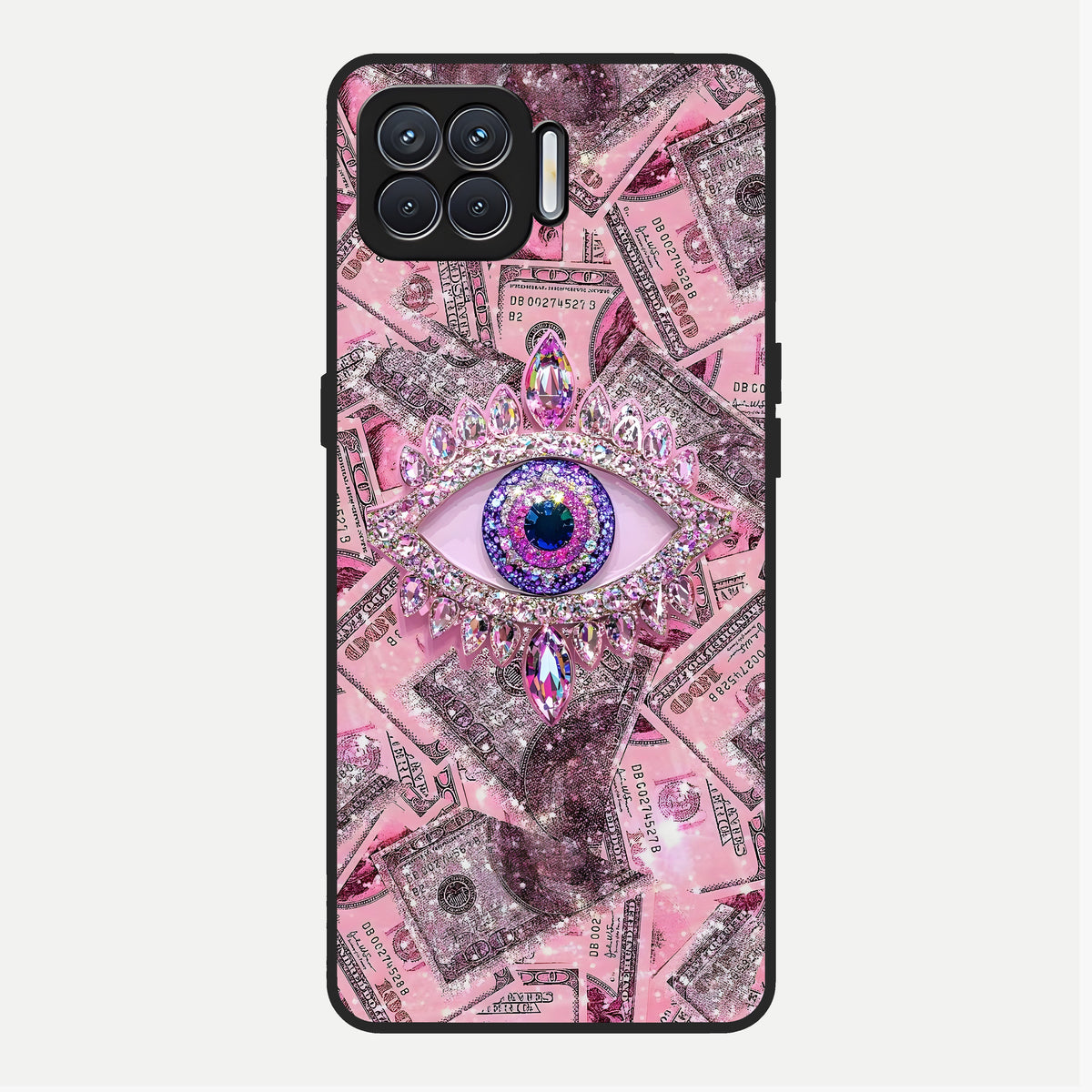  Money Eye Luxe Glass Case For Oppo F17 back cover – full design glossy printed glass finish