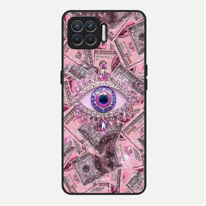  Money Eye Luxe Glass Case For Oppo F17 back cover – full design glossy printed glass finish