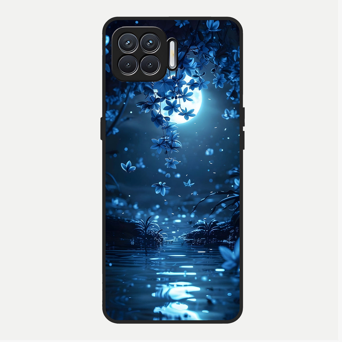  Moonlight Petal Dream Glass Case For Oppo F17 back cover – full design glossy printed glass finish