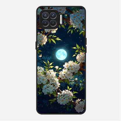  Moonlit Blossom Dream Glass Case For Oppo F17 back cover – full design glossy printed glass finish