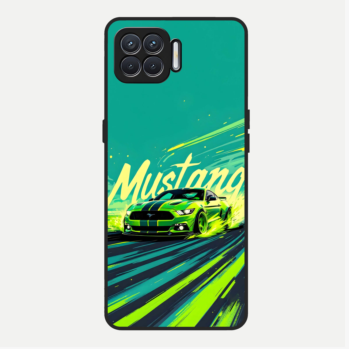  Mustang Bang Glass Case For Oppo F17 back cover – full design glossy printed glass finish