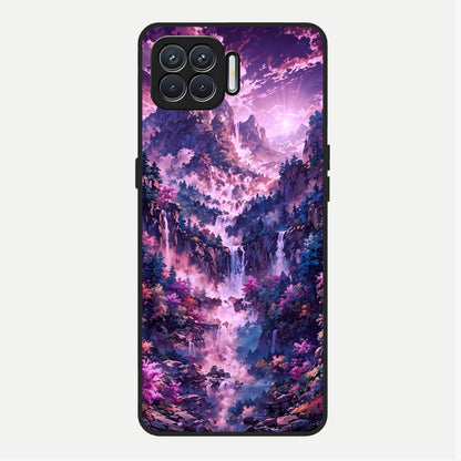  Mystic Cascade Peaks Glass Case For Oppo F17 back cover – full design glossy printed glass finish
