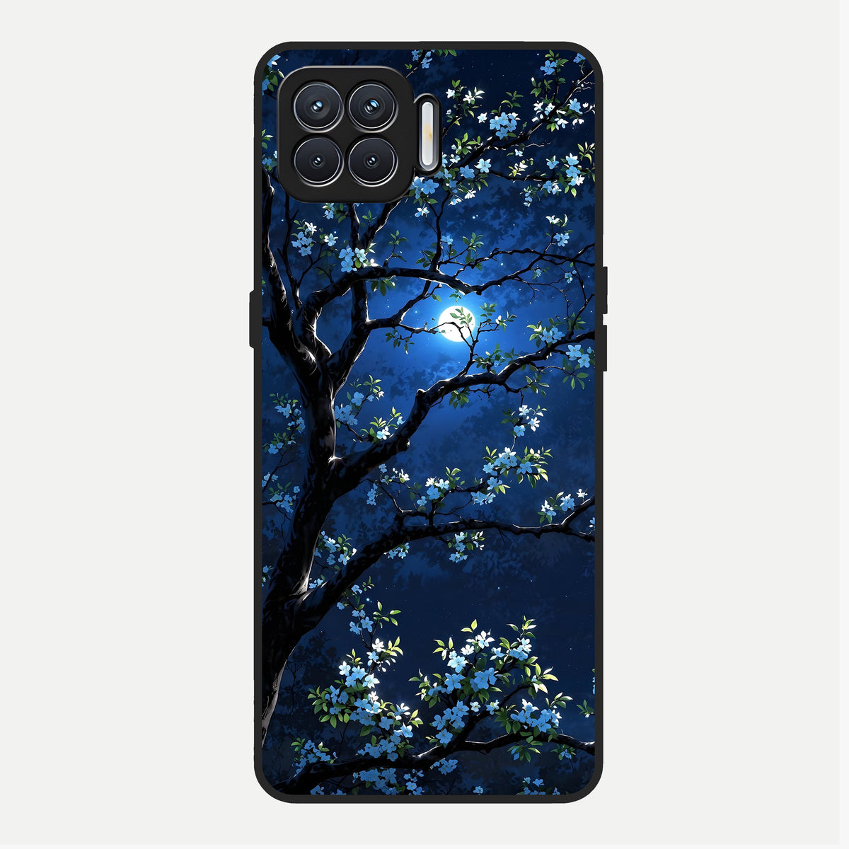  Mystic Floral Night Glass Case For Oppo F17 back cover – full design glossy printed glass finish
