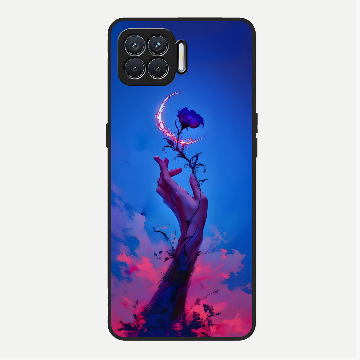  Mystic Hand Glass Case For Oppo F17 back cover – full design glossy printed glass finish