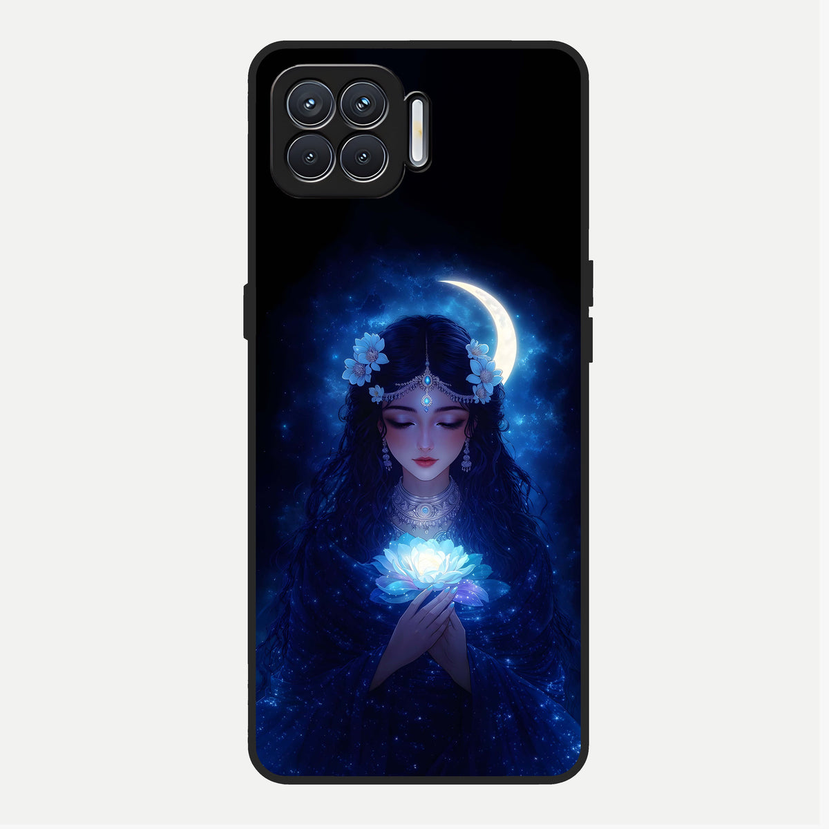  Mystic Moon Queen Glass Case For Oppo F17 back cover – full design glossy printed glass finish