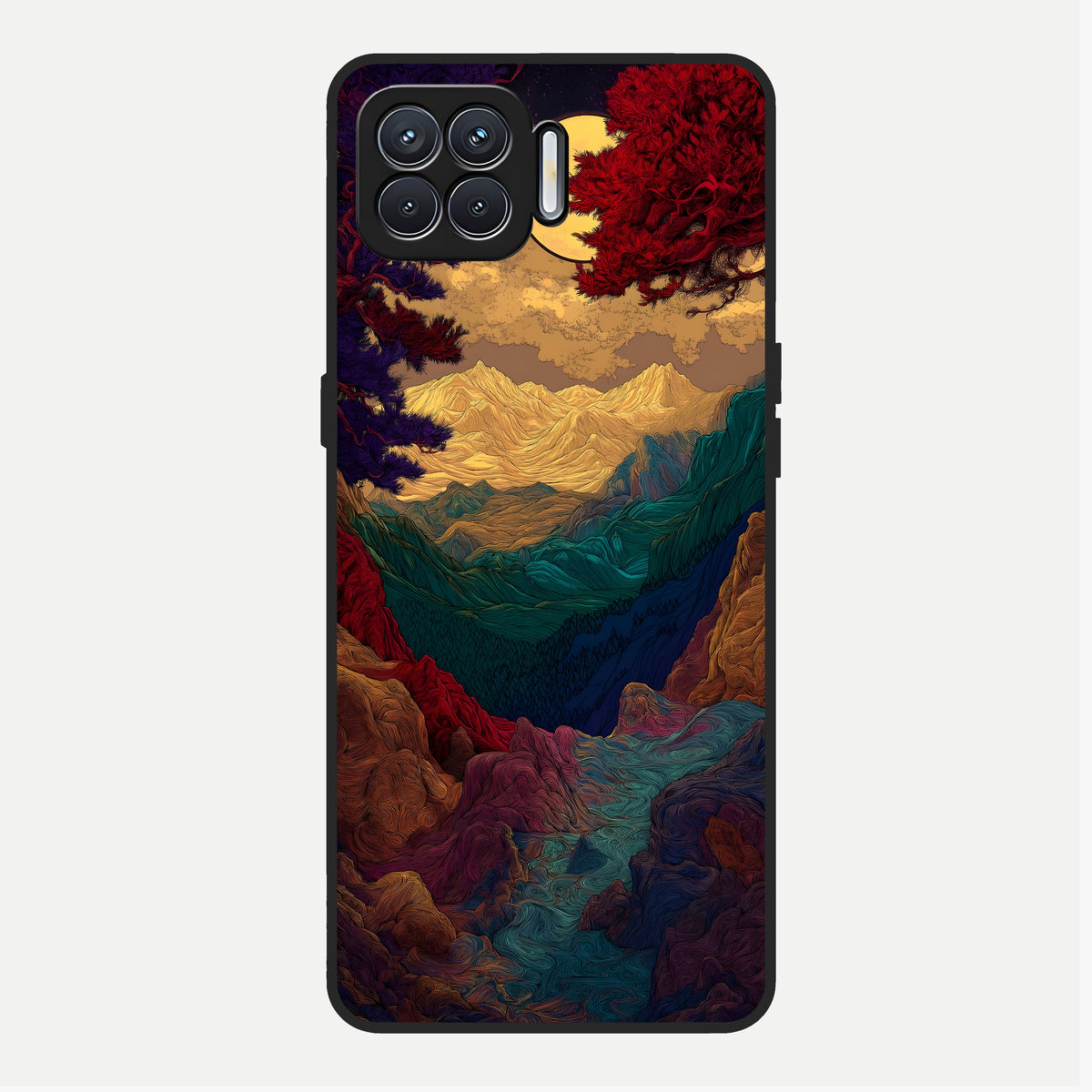  Mystic Valley Light Glass Case For Oppo F17 back cover – full design glossy printed glass finish