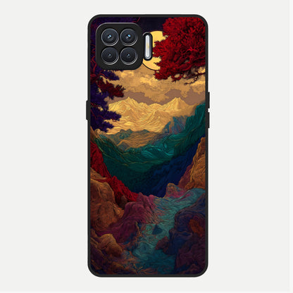  Mystic Valley Light Glass Case For Oppo F17 back cover – full design glossy printed glass finish