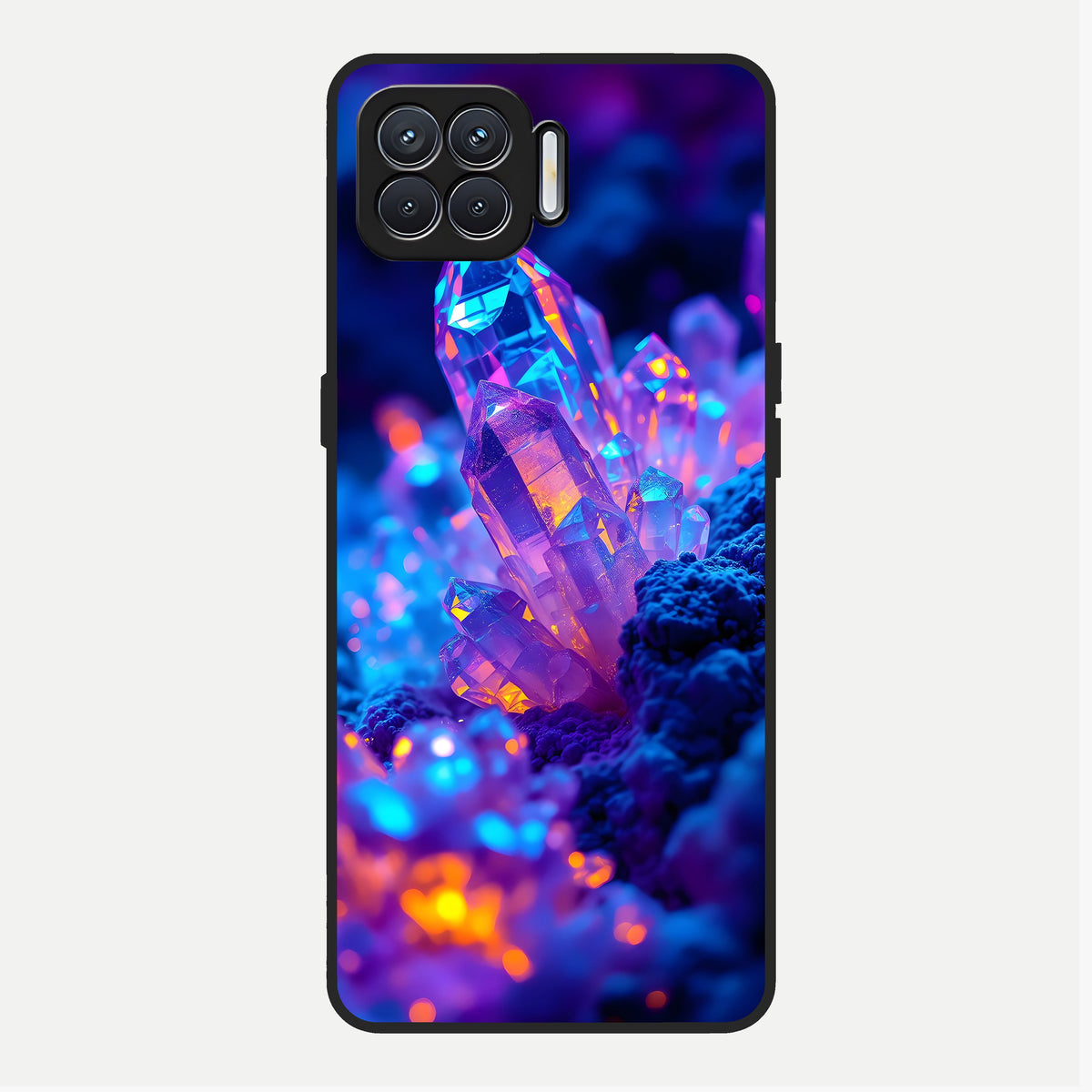  Neon Aura Shards Glass Case For Oppo F17 back cover – full design glossy printed glass finish