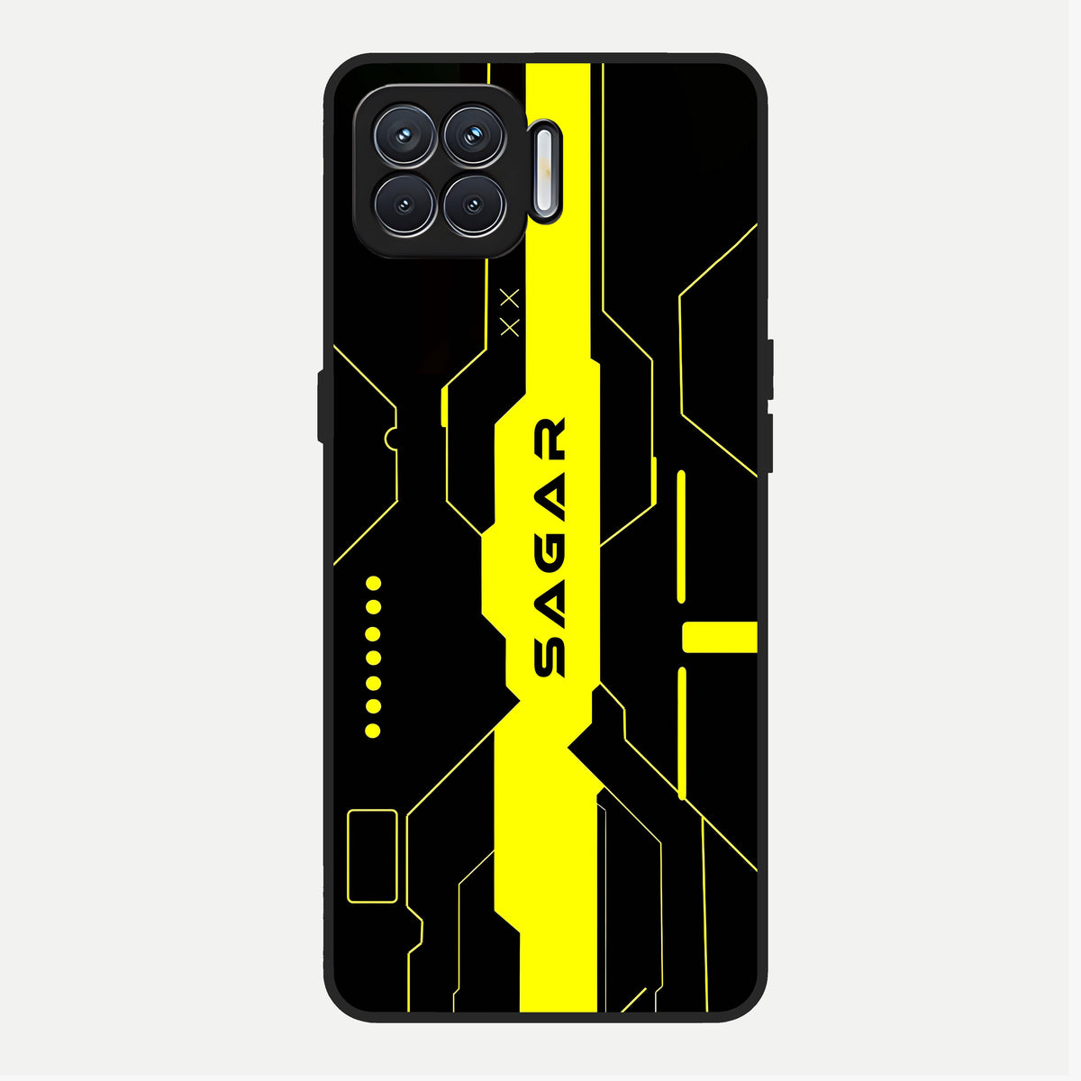  Neon CYBERPUNK Custom Name Glass Case For Oppo F17 back cover – full design glossy printed glass finish