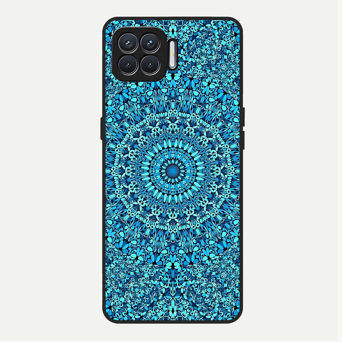  Ocean Bloom Mandala Glass Case For Oppo F17 back cover – full design glossy printed glass finish