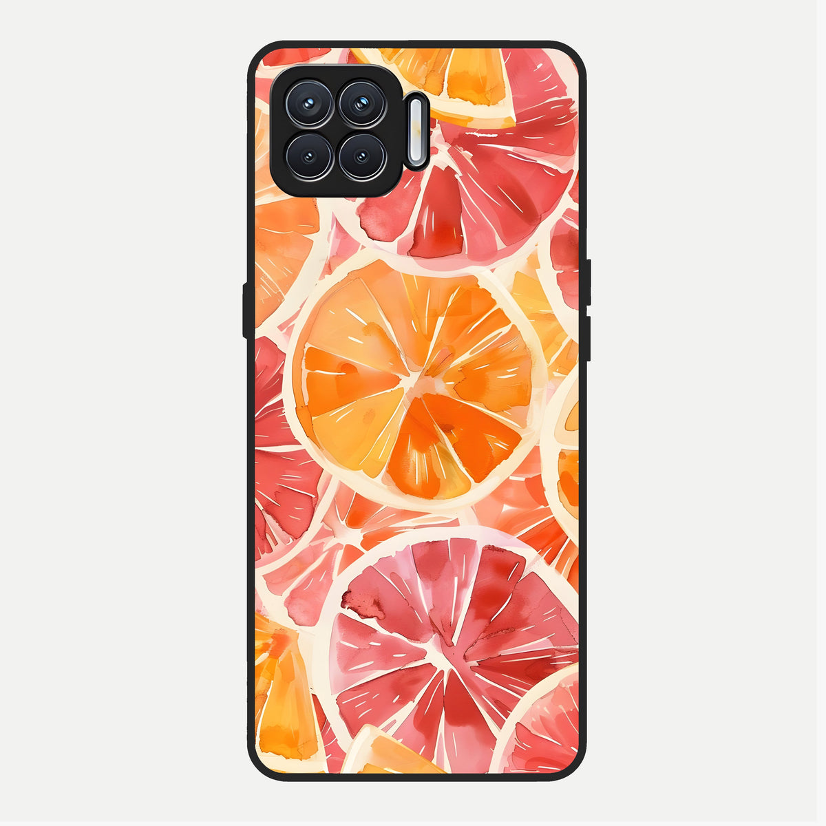  Orange Fruits Pattern Glass Case For Oppo F17 back cover – full design glossy printed glass finish