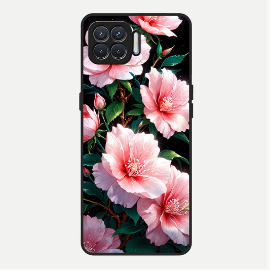  Peach Flower Glass Case For Oppo F17 back cover – full design glossy printed glass finish