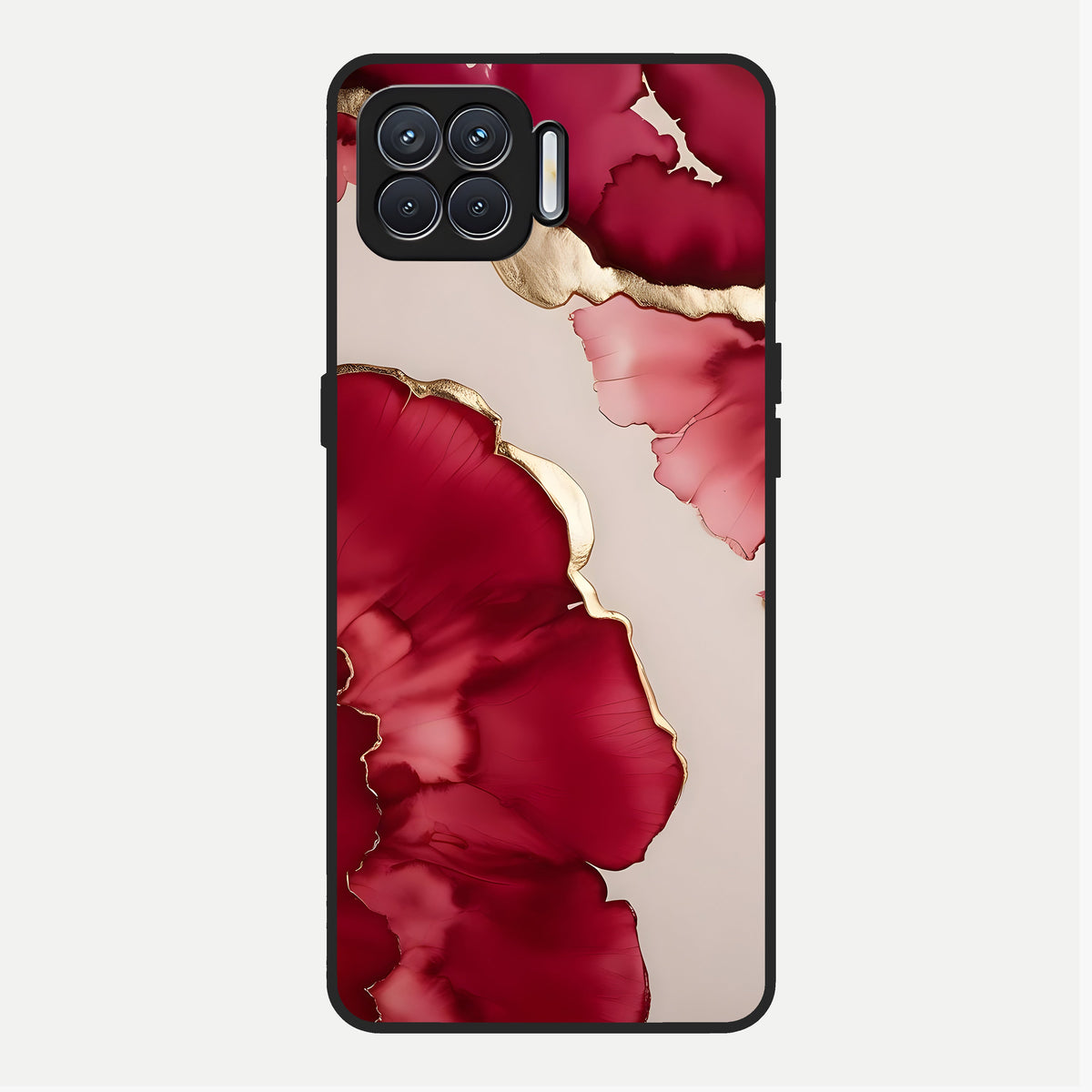  Pink And White Marble Glass Case For Oppo F17 back cover – full design glossy printed glass finish