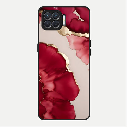  Pink And White Marble Glass Case For Oppo F17 back cover – full design glossy printed glass finish