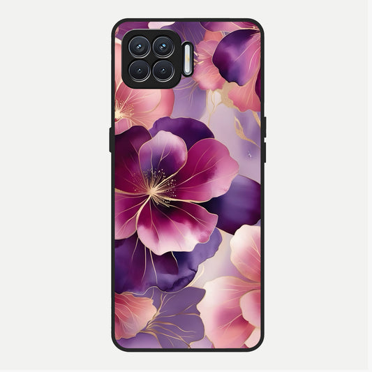 Pink Bouquet Florals Glass Case For Oppo F17 back cover – full design glossy printed glass finish