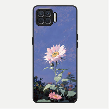  Pink Shells Outline Glass Case For Oppo F17 back cover – full design glossy printed glass finish