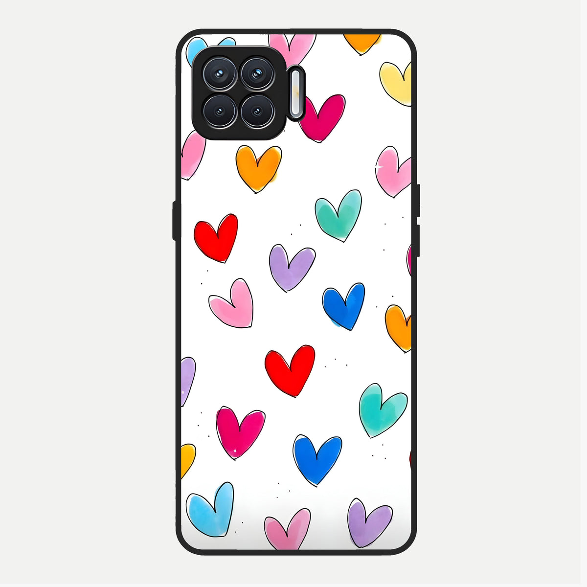  Playful Love Doodles Glass Case For Oppo F17 back cover – full design glossy printed glass finish
