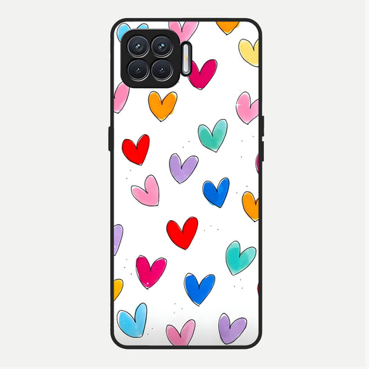  Playful Love Doodles Glass Case For Oppo F17 back cover – full design glossy printed glass finish