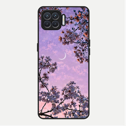  Purple Serenity Moon Glass Case For Oppo F17 back cover – full design glossy printed glass finish
